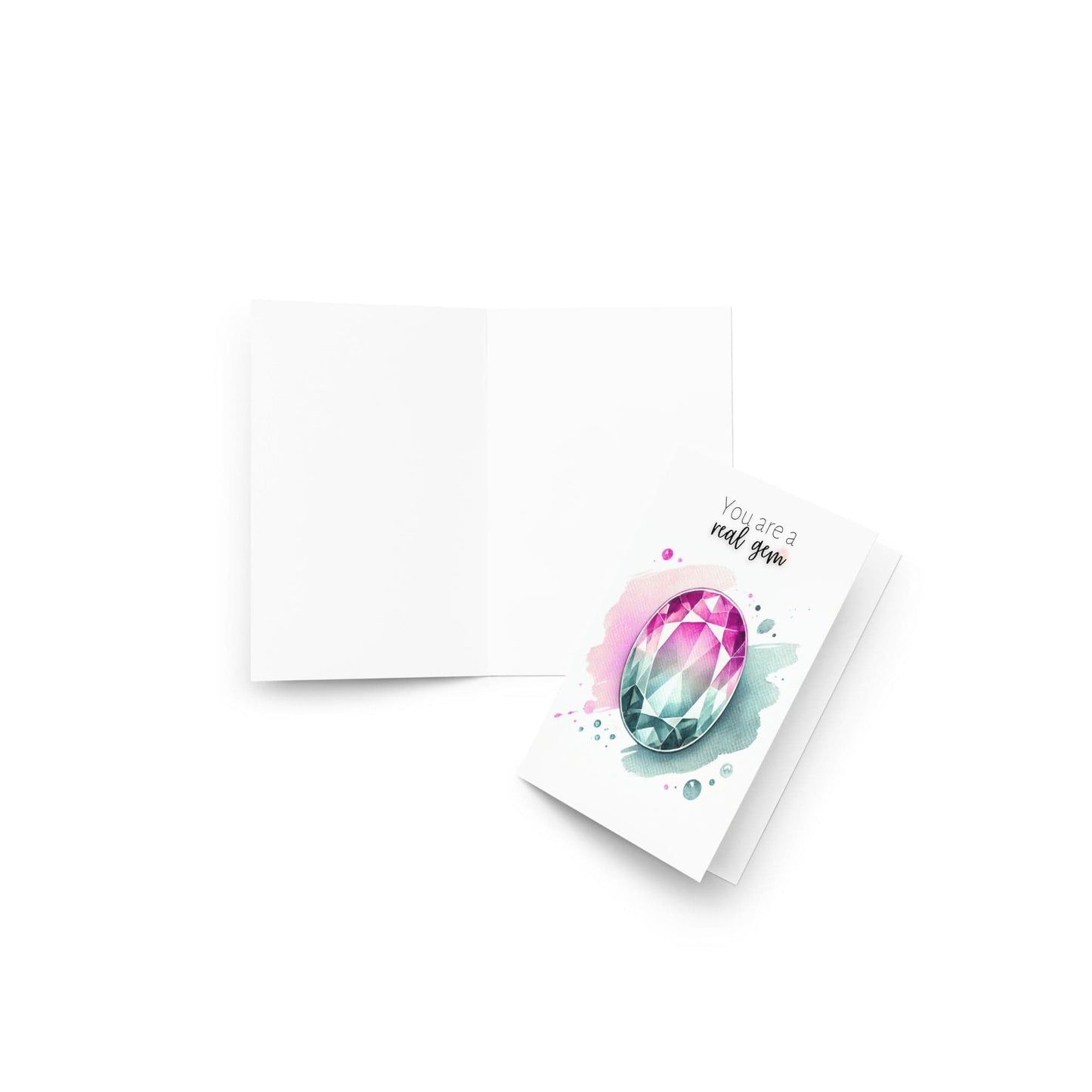 "You are a real Gem" Watercolor Oval Bi-color Tourmaline Folded Card Cards by Nodeform