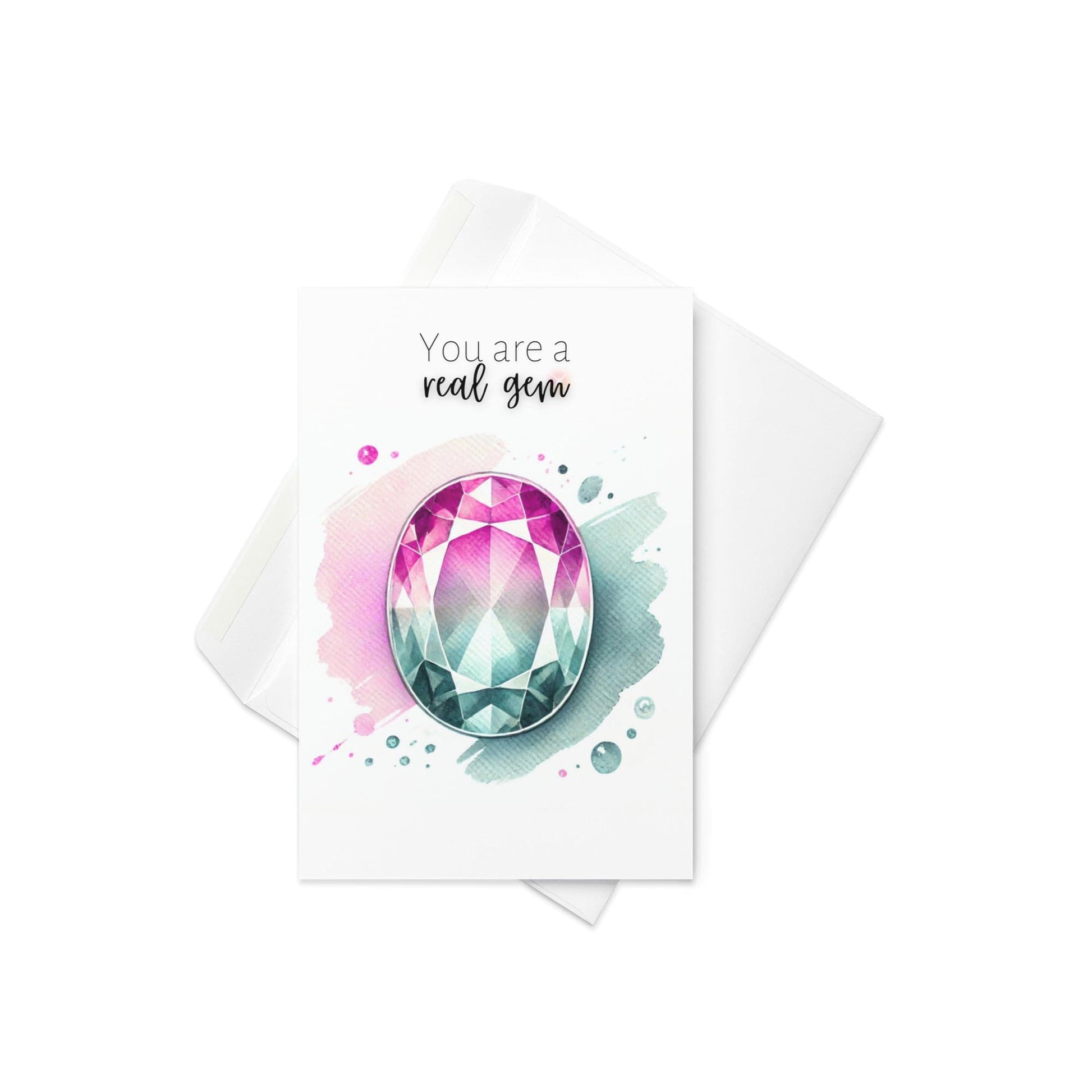 "You are a real Gem" Watercolor Oval Bi-color Tourmaline Folded Card Cards by Nodeform