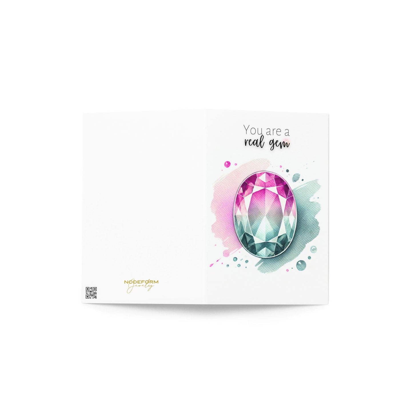 "You are a real Gem" Watercolor Oval Bi-color Tourmaline Folded Card Cards by Nodeform