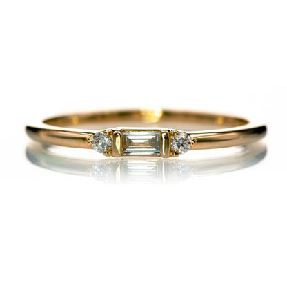 Accented Baguette Diamond Stacking Promise or Anniversary Ring 14k Rose Gold Ring by Nodeform
