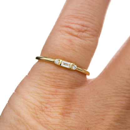Accented Baguette Diamond Stacking Promise or Anniversary Ring Ring by Nodeform