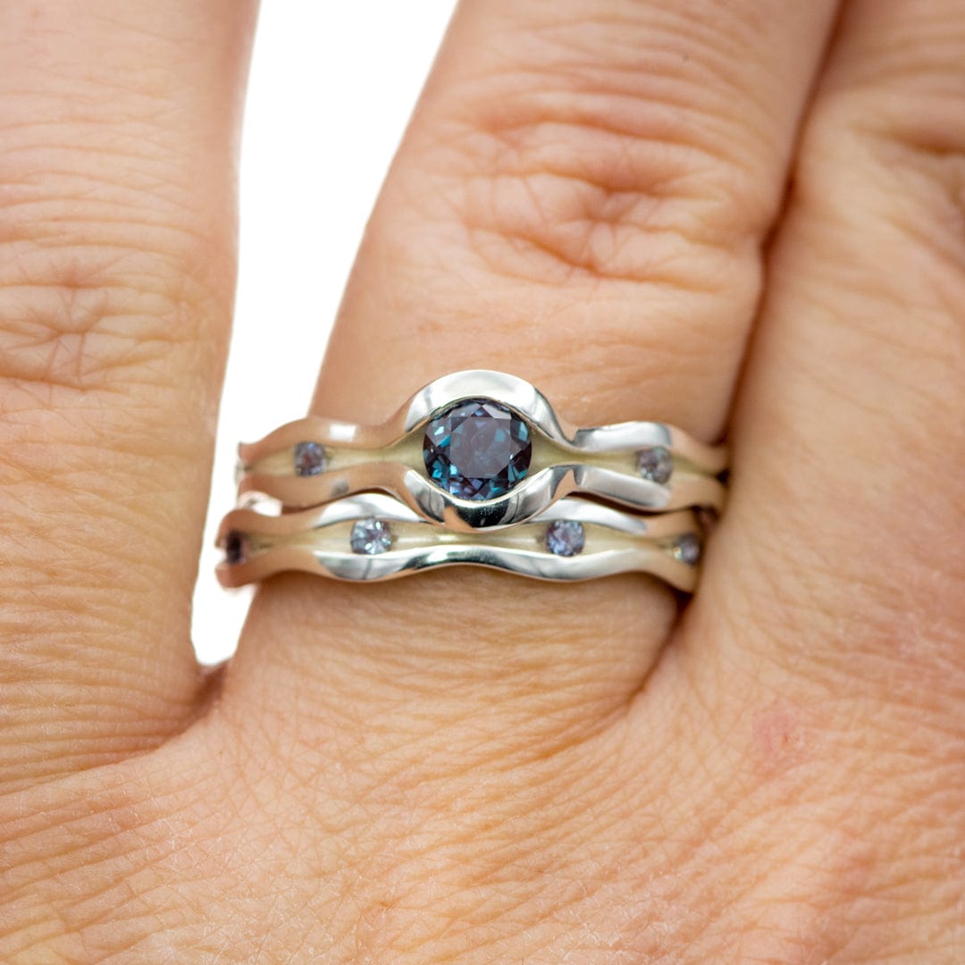 Accented Wave Alexandrite Engagement Ring Ring by Nodeform