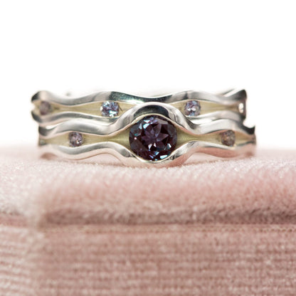 Accented Wave Alexandrite Engagement Ring Ring by Nodeform