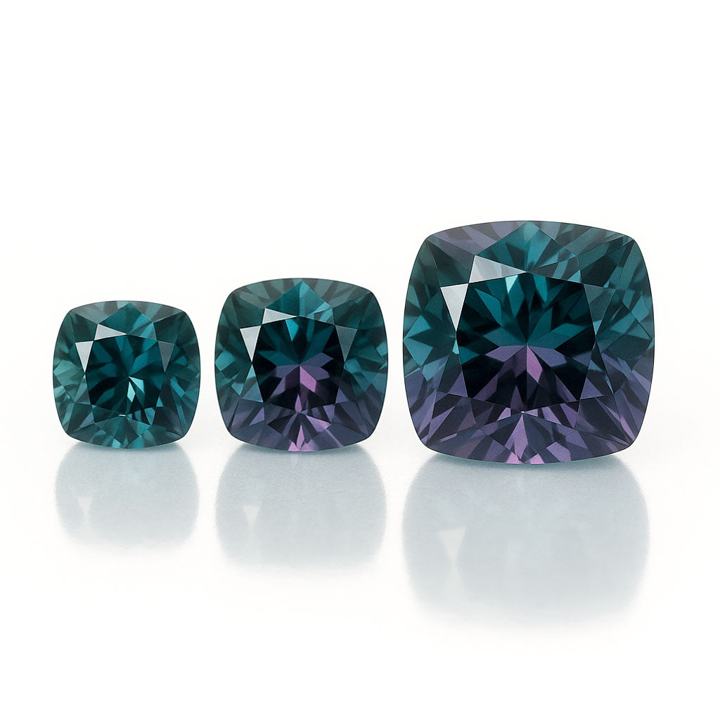 Cushion Cut Lab Created Alexandrite Gemstone mm/ Lab Created  Alexandrite