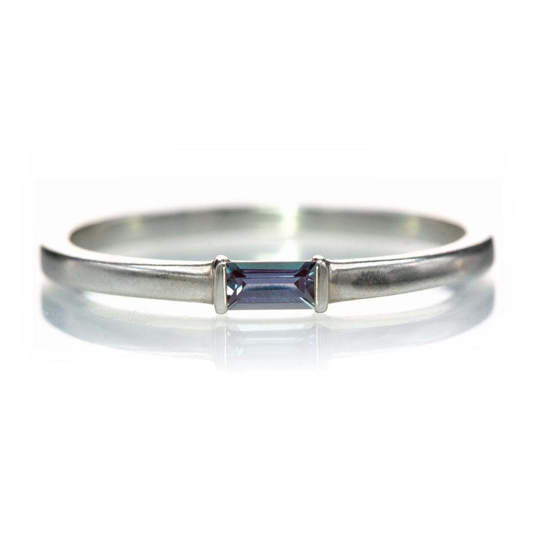 Baguette Alexandrite Stacking Solitaire Engagement or Anniversary Ring Sterling Silver Ring by Nodeform