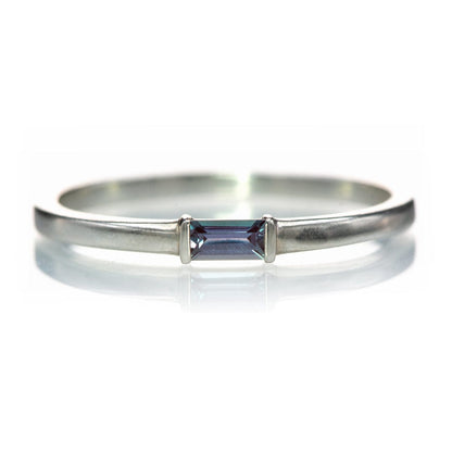 Baguette Alexandrite Sterling Silver Stacking Ring, Ready To Ship Sterling Silver Ring Ready To Ship by Nodeform