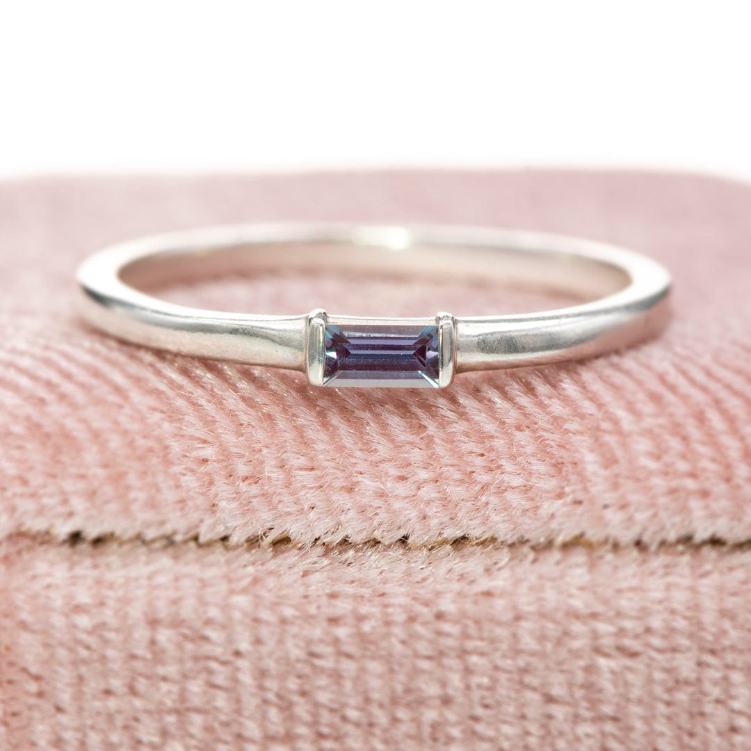 Baguette Alexandrite Stacking Solitaire Engagement or Anniversary Ring Ring by Nodeform