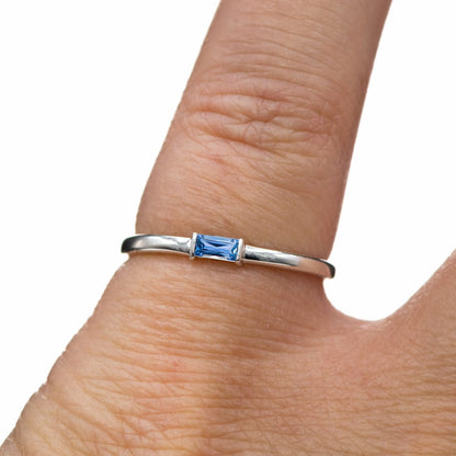 Baguette Yogo Montana Sapphire Stacking Solitaire Promise or Anniversary Ring Ring by Nodeform