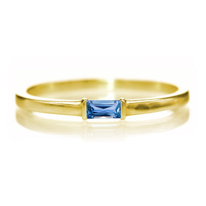 Baguette Yogo Montana Sapphire Stacking Solitaire Promise or Anniversary Ring 10k Yellow Gold Ring by Nodeform