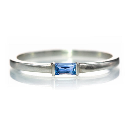 Baguette Yogo Montana Sapphire Stacking Solitaire Promise or Anniversary Ring Ring by Nodeform