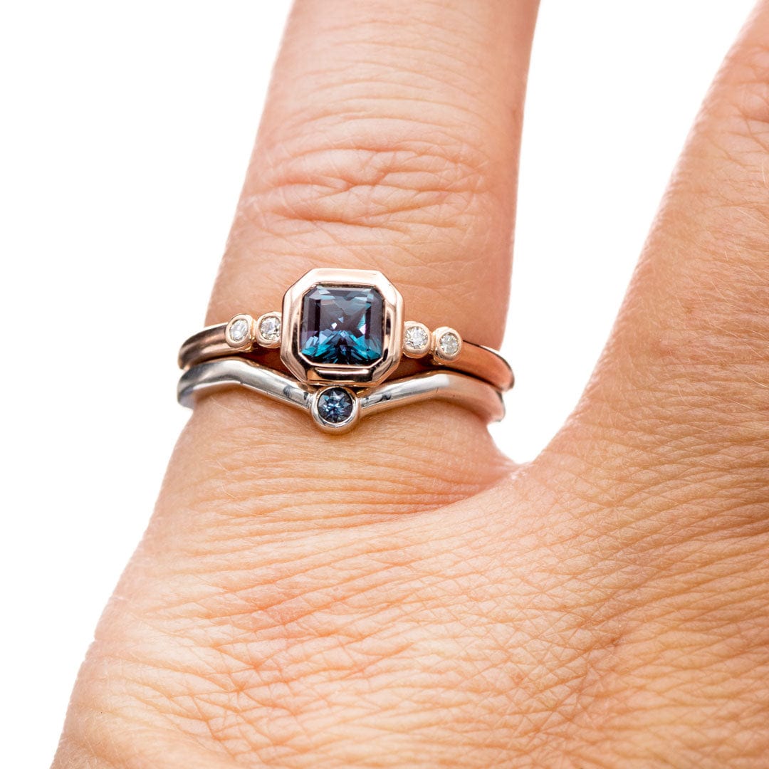 Brooklynn - Bezel Set Square Radiant Alexandrite Engagement Ring with Diamond Accents Ring by Nodeform