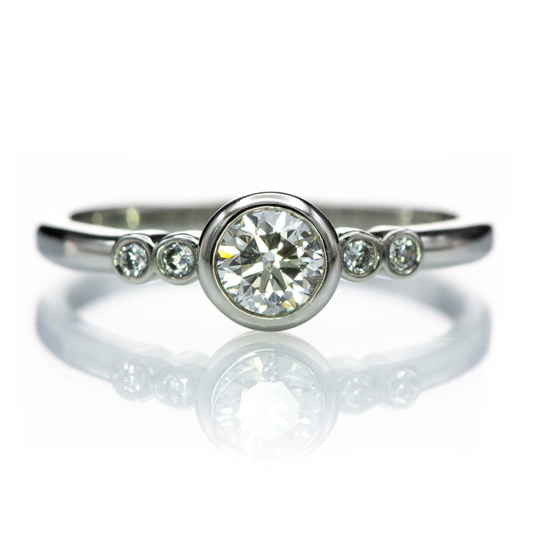 Round Diamond Brooklynn Bezel Set Accented Engagement Ring 14k White Gold / 0.5ct /~5mm Lab Grown Diamond F/VS Ring by Nodeform