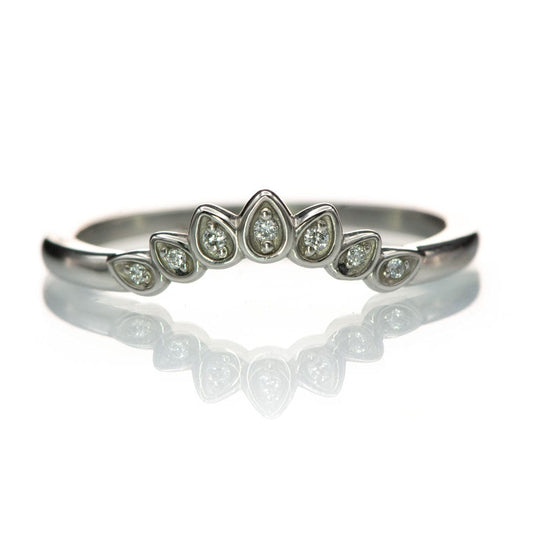 Petal Band - Floral Inspired Contoured Diamond Stacking Wedding Ring Ring by Nodeform