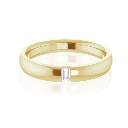 Simple Channel set Baguette Lab grown Diamond Women's Domed Wedding Band Ring by Nodeform