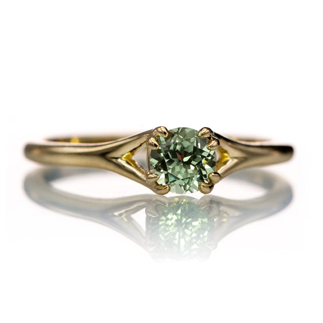 Green Sapphire Double Prong Solitaire Engagement Ring Ring Ready To Ship by Nodeform