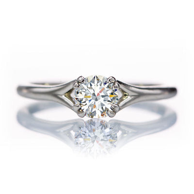 Round Diamond Double Prong Woven Setting Solitaire Engagement Ring Ring by Nodeform