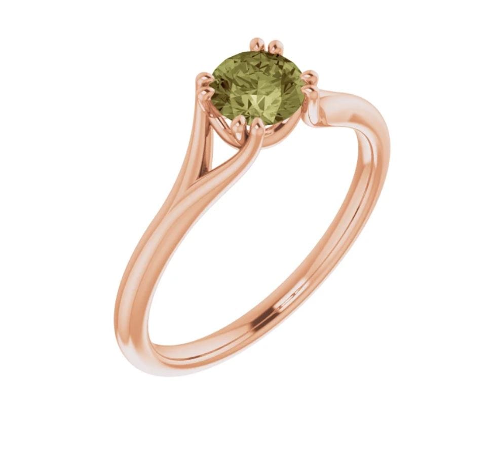 Green Sapphire Double Prong Solitaire Engagement Ring 14k Rose Gold Ring Ready To Ship by Nodeform