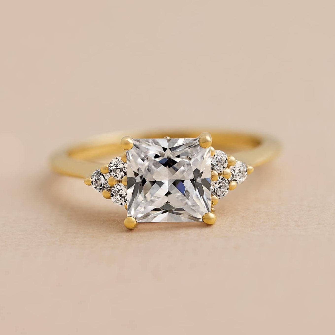 Ellie - Prong Set Accented Side Cluster Engagement Ring - Setting only Ring Setting by Nodeform