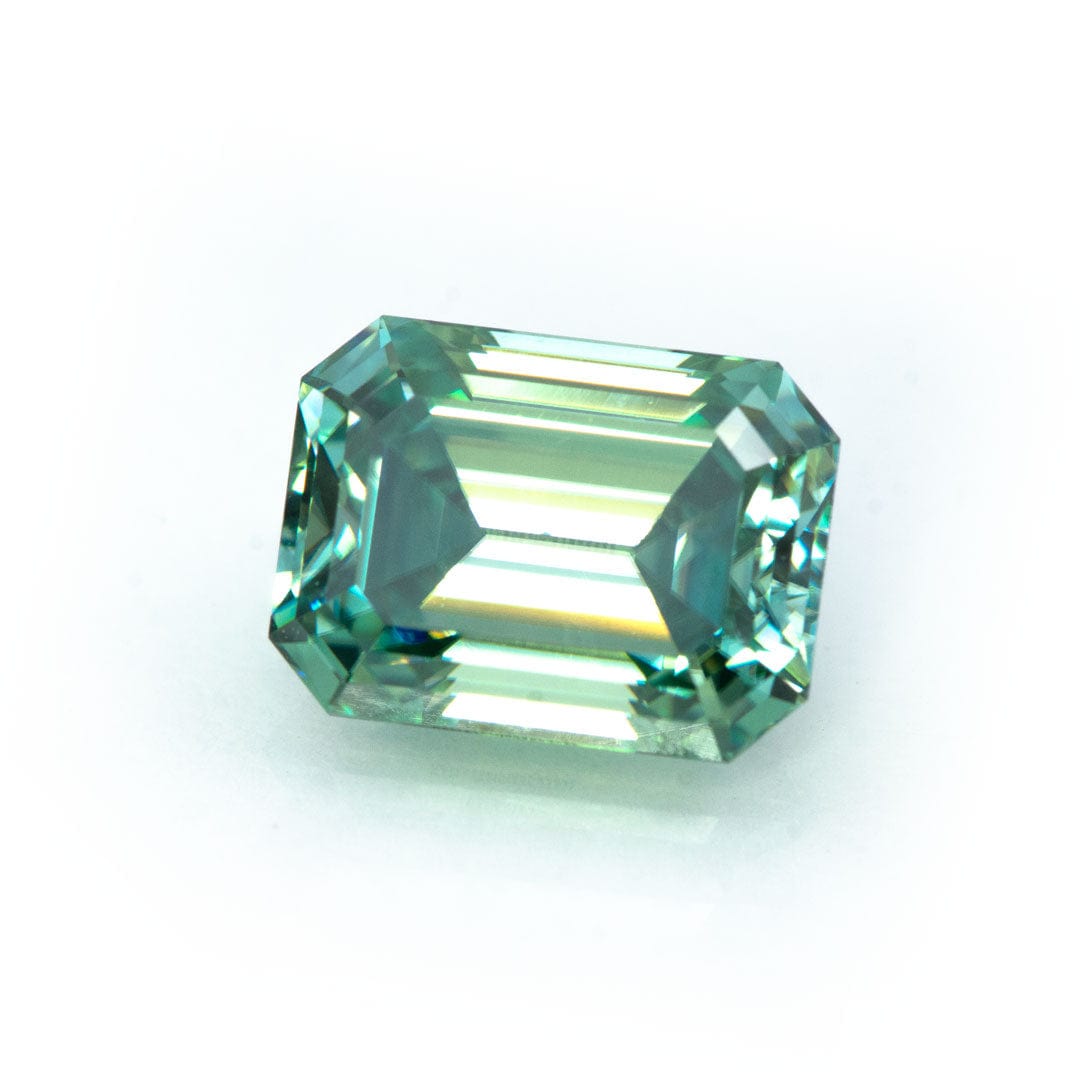 Emerald Cut Teal Moissanite Loose Stone Loose Gemstone by Nodeform