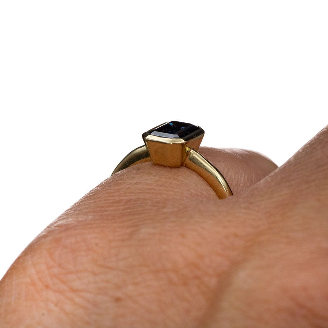 Emma Bezel Set Blue-Gray Emerald Cut Moissanite Solitaire Engagement Ring Ring Setting by Nodeform