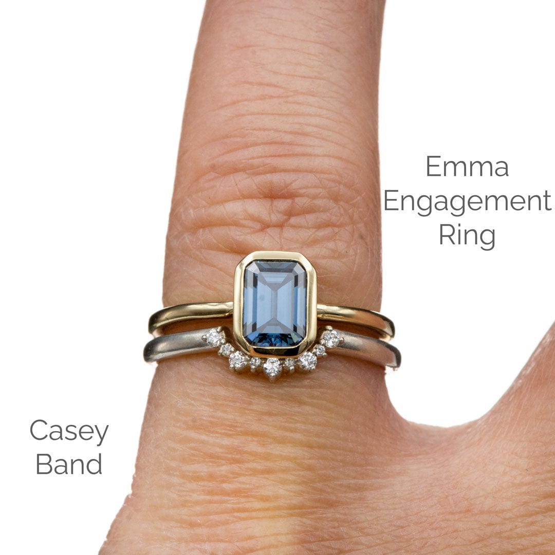 Emma Bezel Set Blue-Gray Emerald Cut Moissanite Solitaire Engagement Ring Ring Setting by Nodeform