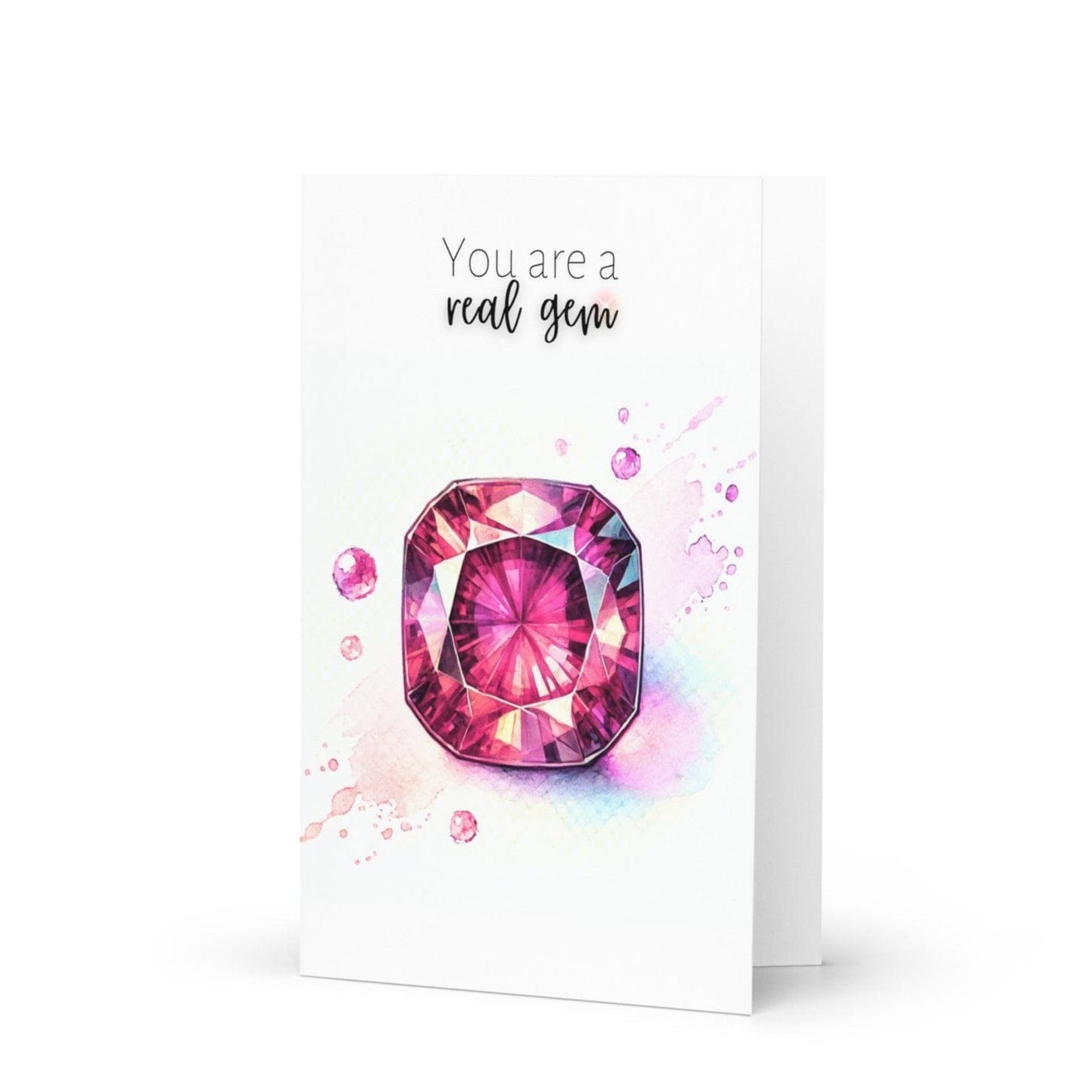 "You are a real Gem" Watercolor Pink Tourmaline Folded Card Cards by Nodeform