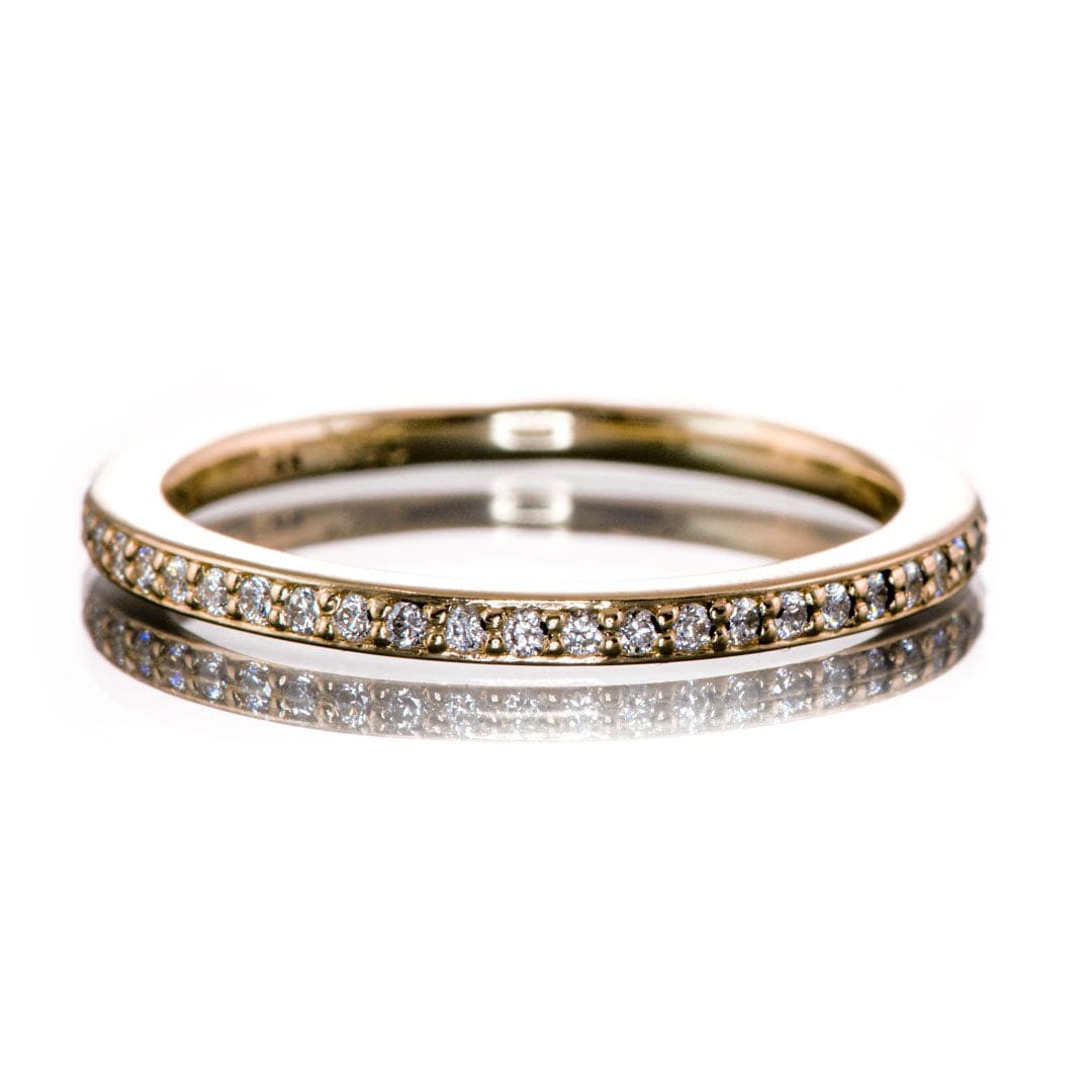 Half Eternity Diamond Micro Pave Wedding Ring 14k Rose Gold Ring by Nodeform