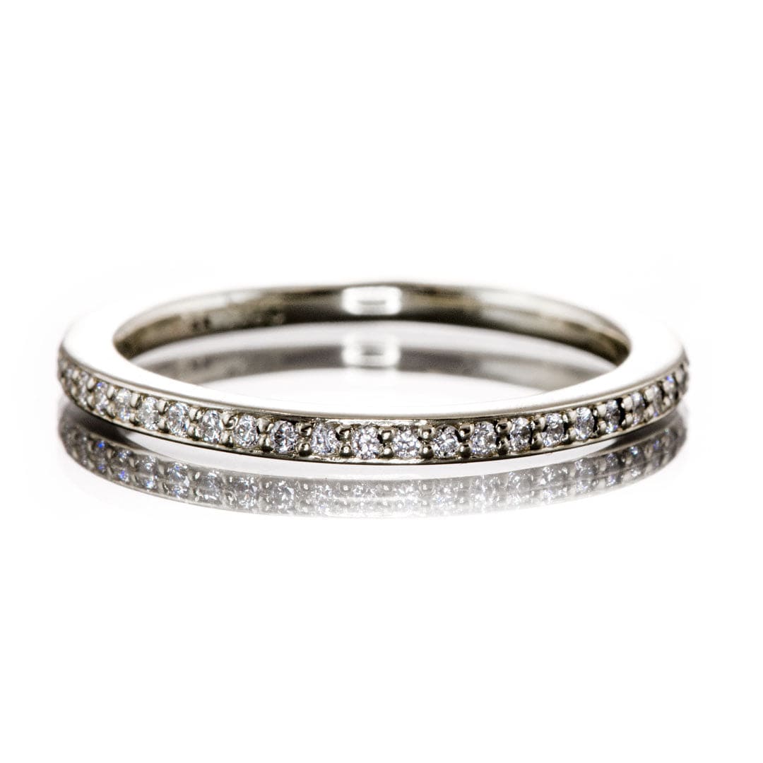 Half Eternity Diamond Micro Pave Wedding Ring 14k White Gold Ring by Nodeform