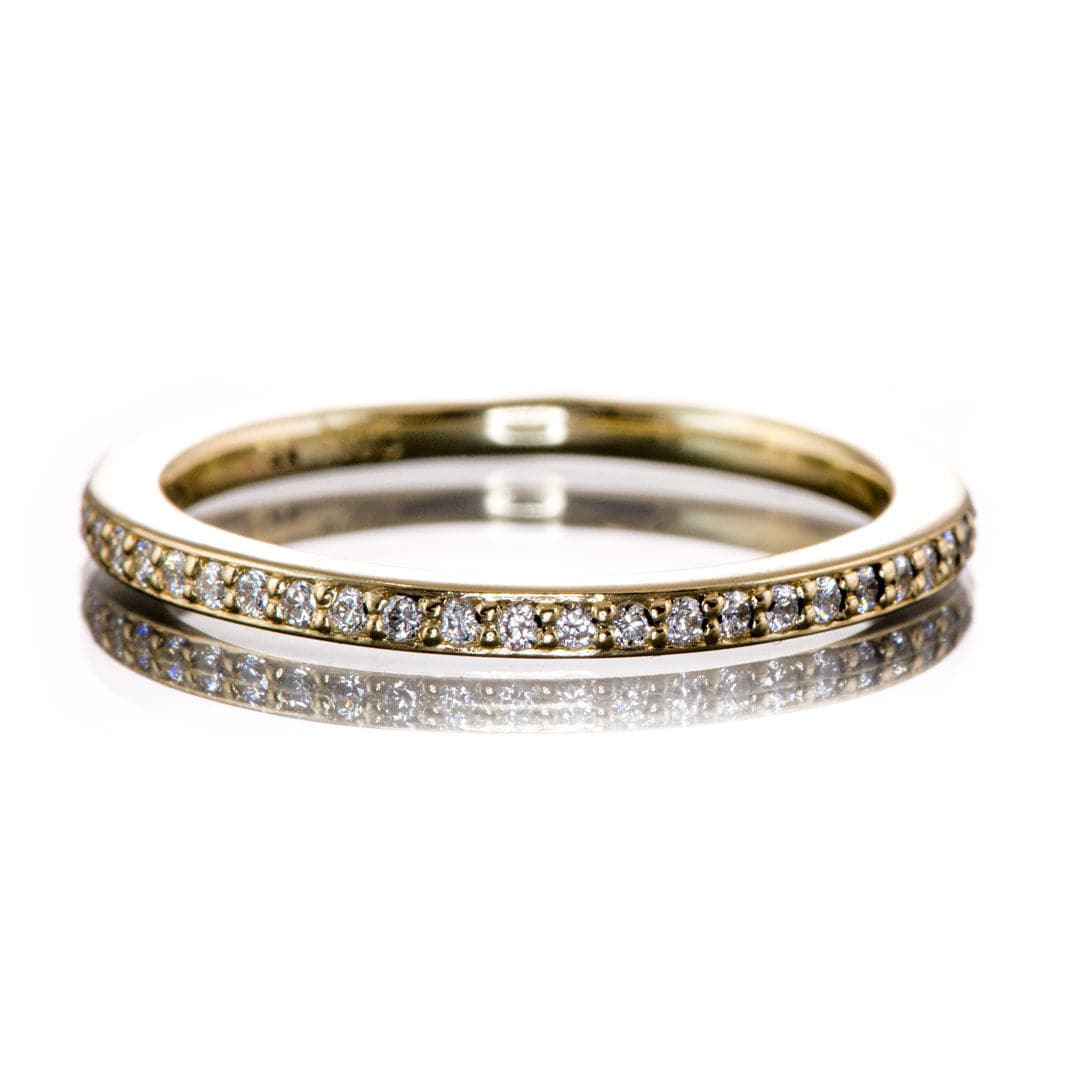 Half Eternity Diamond Micro Pave Wedding Ring 14k Yellow Gold Ring by Nodeform