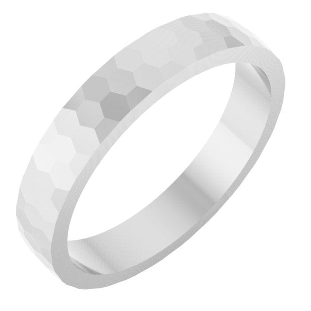 Hexagon Pattern 3.5mm Wide Textured Wedding Band Ring by Nodeform