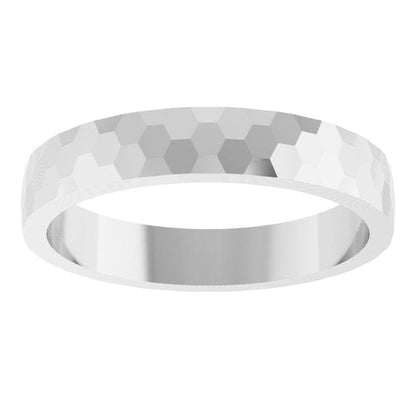 Hexagon Pattern 3.5mm Wide Textured Wedding Band Ring by Nodeform