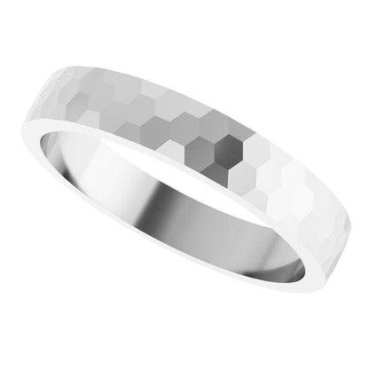 Hexagon Pattern 3.5mm Wide Textured Wedding Band Ring by Nodeform