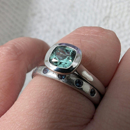 Square Cushion Cut Lab Created Green Sapphire Gemstone Loose Gemstone by Nodeform