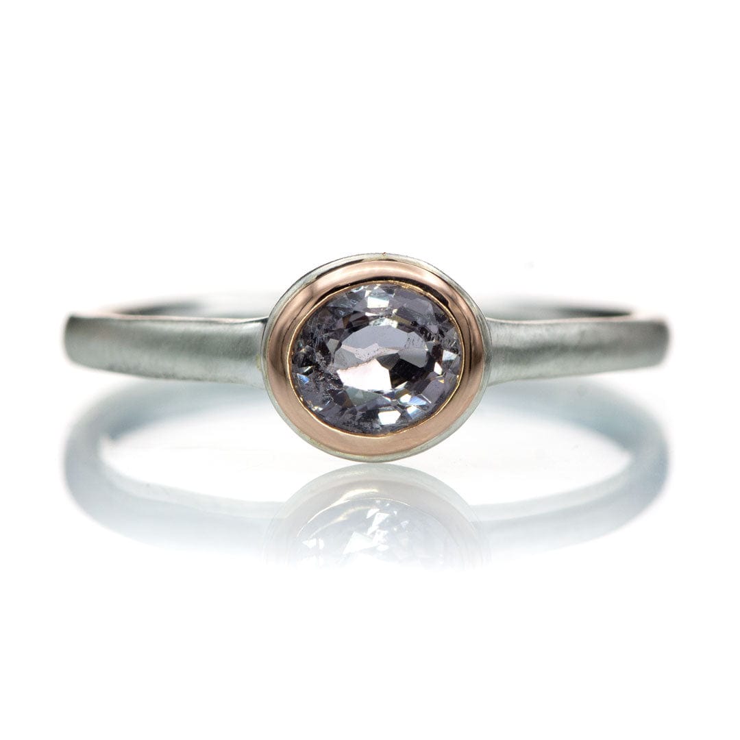 Oval Grayish-Lavender Spinel Rose Gold Bezel Sterling Silver Stacking Ring, Size 4 to 9 Ready to ship Ring Ready To Ship by Nodeform