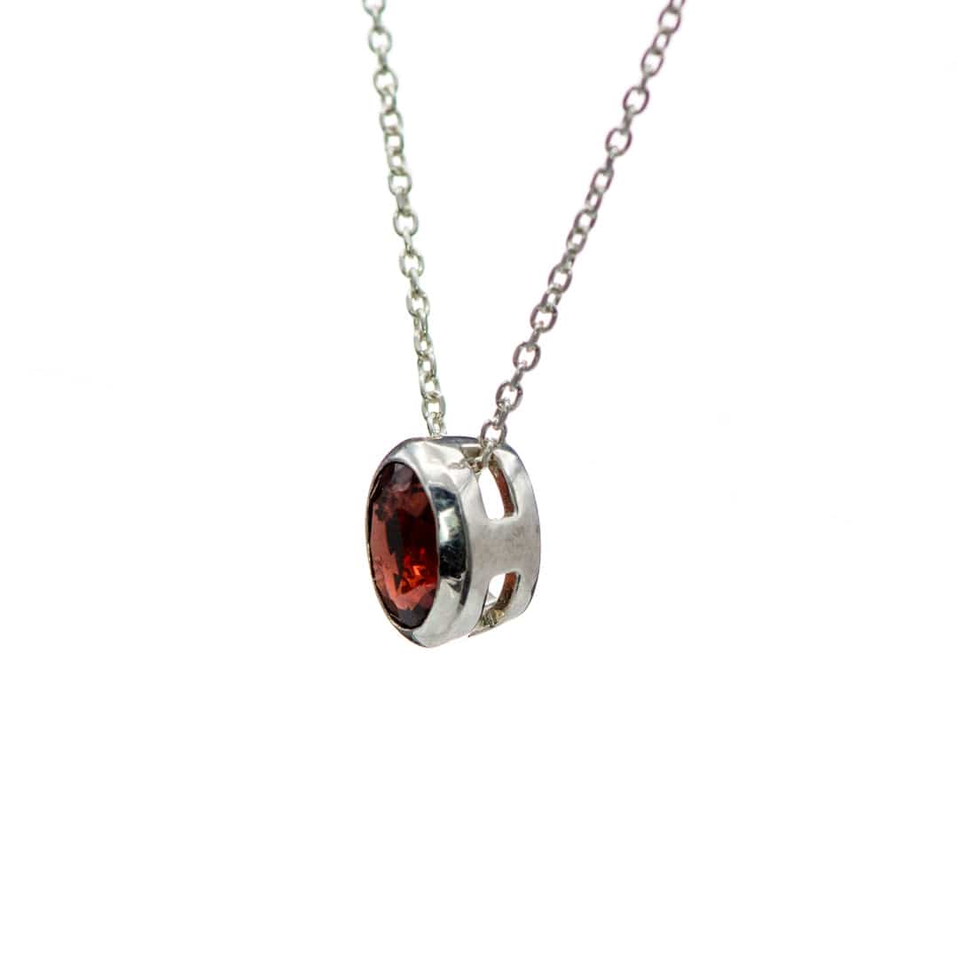 Oval Garnet Sterling Silver Slide Pendant Necklace, Ready to Ship 8x6mm/~1.5ct Necklace / Pendant by Nodeform