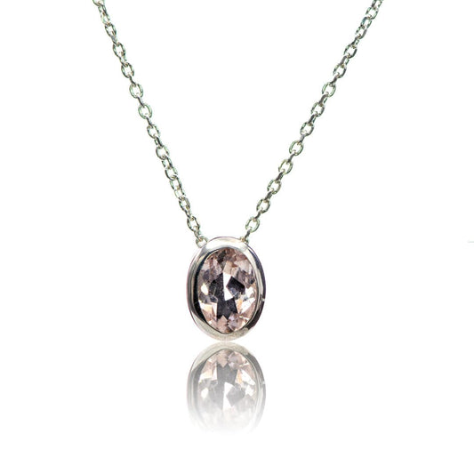 Oval Morganite Sterling Silver Slide Pendant Necklace Necklace / Pendant by Nodeform