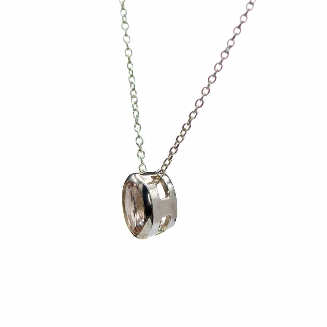 Oval Morganite Sterling Silver Slide Pendant Necklace Necklace / Pendant by Nodeform