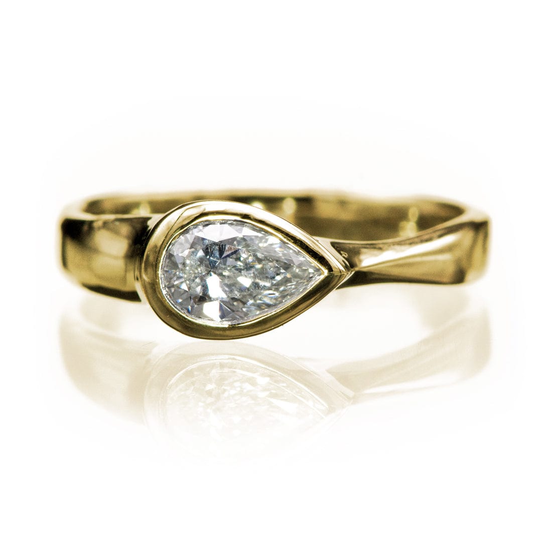 Pear Diamond Tear Drop Bezel Solitaire Engagement Ring 0.5ct/~6.5 x 4.4 mm FG/VS Pear Lab Grown Diamond / 14k Yellow Gold Ring by Nodeform