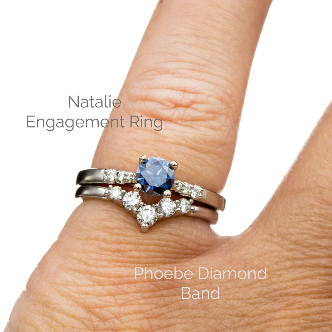 Phoebe Band -Graduated Diamond V-Shape Contoured Platinum Stacking Wedding Ring, Ready to Ship Ring Ready To Ship by Nodeform