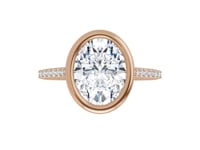 Oval Moissanite Sonia Bezel Set Diamond Accented Cathedral Engagement Ring