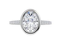 Oval Moissanite Sonia Bezel Set Diamond Accented Cathedral Engagement Ring