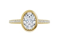 Oval Moissanite Sonia Bezel Set Diamond Accented Cathedral Engagement Ring