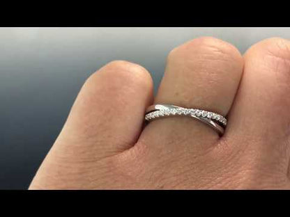 Criss Cross Band - Contoured Wedding Ring with Diamonds, Moissanites, Rubies or Sapphires
