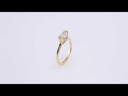Maya Ring - Sideways Set Marquise Diamond Accented Engagement Ring