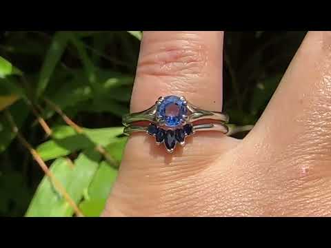 Cornflower Blue Sapphire Double Prong 10k White Gold Solitaire Engagem