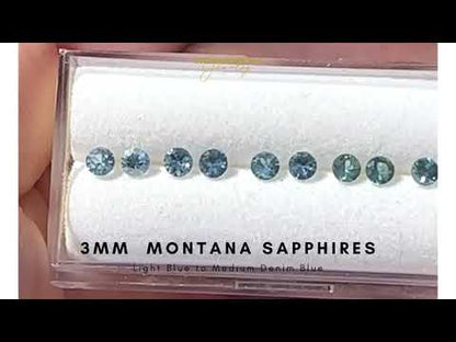 3mm Light Blue to Denim Montana Sapphire Simple Bezel Stud Earrings
