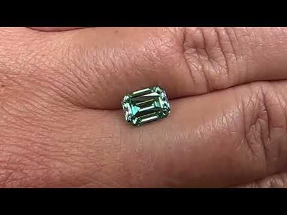 Emerald Cut Teal Moissanite Loose Stone