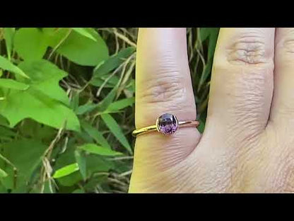 Oval Cut Purple Spinel 14k Rose Gold Half Bezel Helen Solitaire Engagement Ring