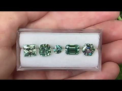 Emerald Cut Teal Moissanite Loose Stone