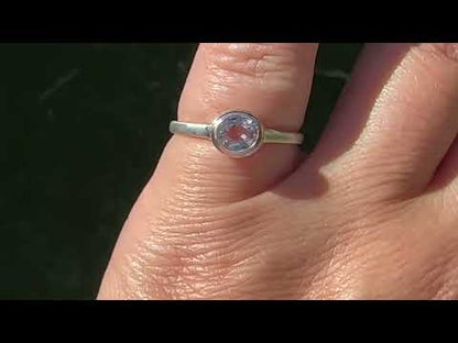 Oval Grayish-Lavender Spinel Rose Gold Bezel Sterling Silver Stacking Ring